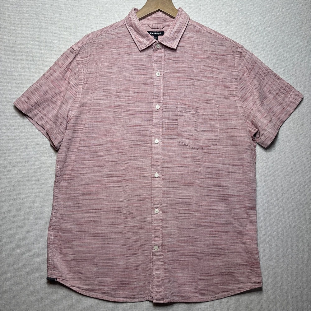 Express Button Down Shirt Mens Large‎ Short Sleeve 100% Cotton